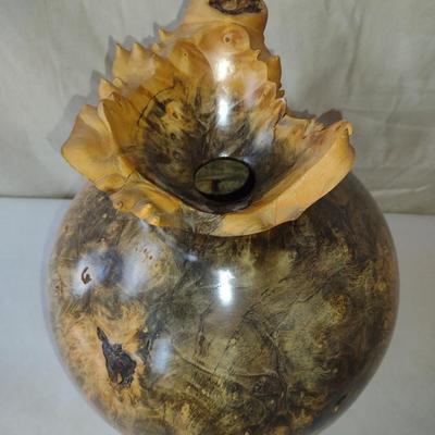 Large, Hand Crafted, Turned Wood Vase by Bobby Phillips- Buckeye Burl (#3).