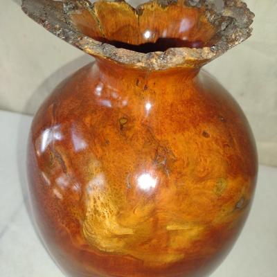 Large, Hand Crafted, Turned Wood Vase by Bobby Phillips- Cherry Burl and Chrysalla (#5).