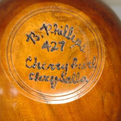 Large, Hand Crafted, Turned Wood Vase by Bobby Phillips- Cherry Burl and Chrysalla (#5).