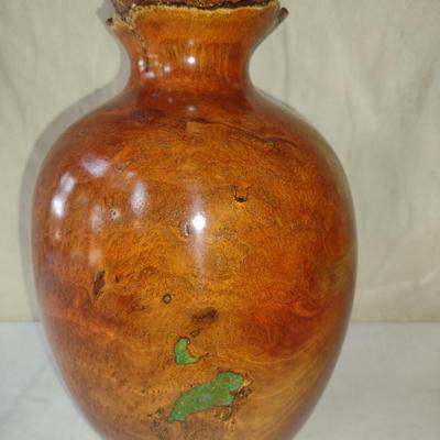 Large, Hand Crafted, Turned Wood Vase by Bobby Phillips- Cherry Burl and Chrysalla (#5).