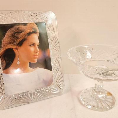 Lot #46 Lead Crystal Photo Frame and crystal Compote - 2 piece lot