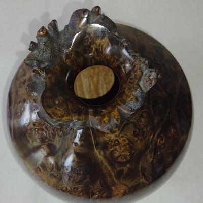 Large, Hand Crafted, Turned Wood Vase by Bobby Phillips- Dyed Big Leaf Maple Burl (#6).