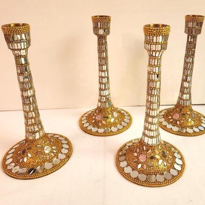 Lot #48 Lot of 4 Contemporary Decorative Brass Candlesticks