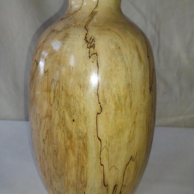 Large, Hand Crafted, Turned Wood Vase by Bobby Phillips- Spalted Maple and Chrysocolla (#8)