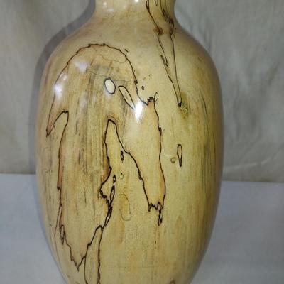 Large, Hand Crafted, Turned Wood Vase by Bobby Phillips- Spalted Maple and Chrysocolla (#8)