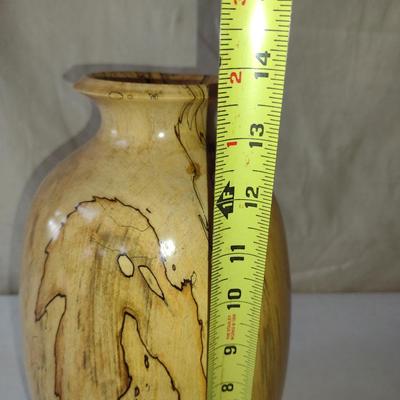Large, Hand Crafted, Turned Wood Vase by Bobby Phillips- Spalted Maple and Chrysocolla (#8)