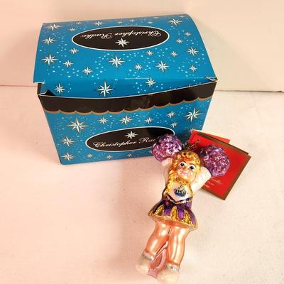 Lot #49 Christopher Radko LSU Cheerleader Pom Pom ornament in box