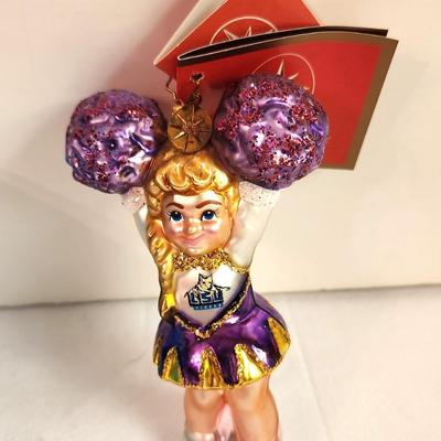 Lot #49 Christopher Radko LSU Cheerleader Pom Pom ornament in box