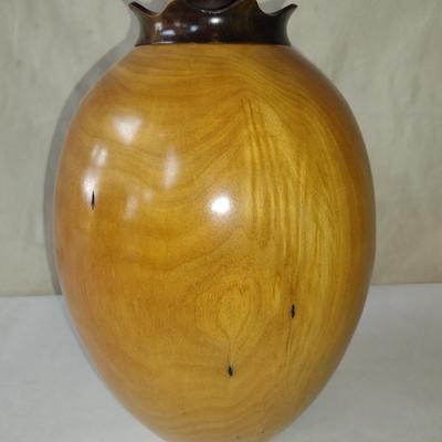 Large, Hand Crafted, Turned Wood Vase by Bobby Phillips- Melaleuca and Stone Orb (#10).