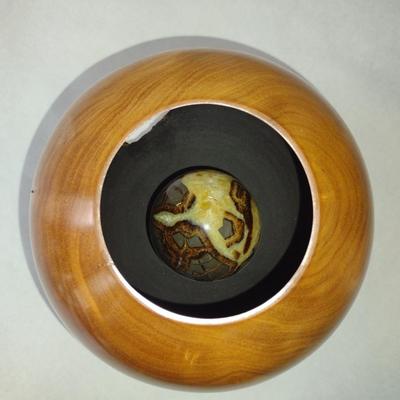 Large, Hand Crafted, Turned Wood Vase by Bobby Phillips- Melaleuca and Stone Orb (#10).