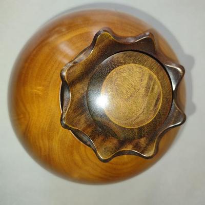 Large, Hand Crafted, Turned Wood Vase by Bobby Phillips- Melaleuca and Stone Orb (#10).