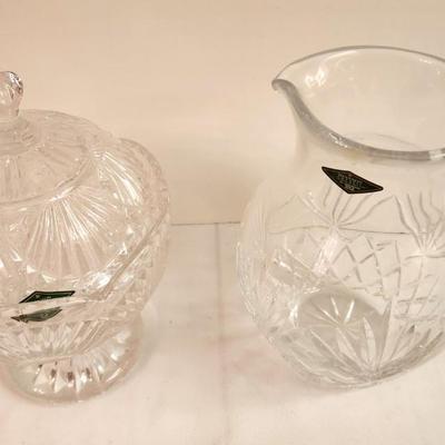 Lot #55 2 piece Shannon Crystal Lot - Pitcher and Covered Compote