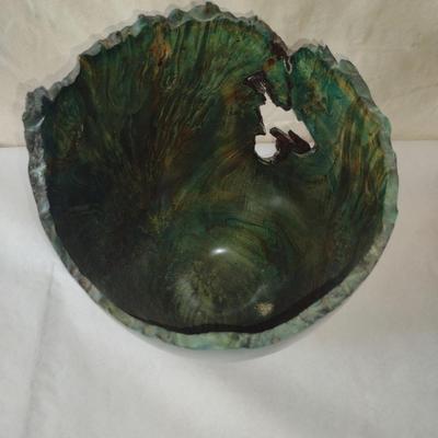 Large, Hand Crafted, Turned Wood Vase by Bobby Phillips- Big Leaf Maple Burl and Found Metal (#11).