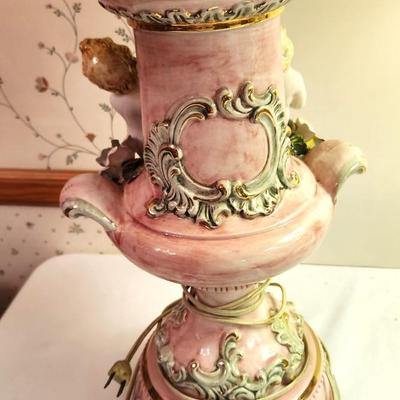 Lot #57 Pair of Vintage Capodimonte Lamps with Shades - Working condition