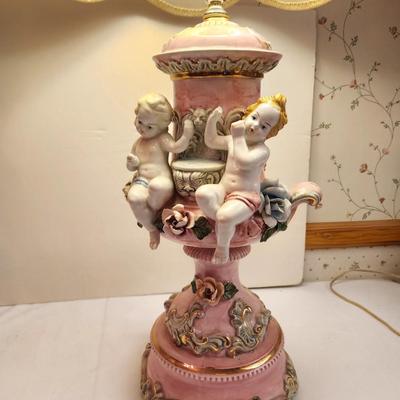 Lot #57 Pair of Vintage Capodimonte Lamps with Shades - Working condition