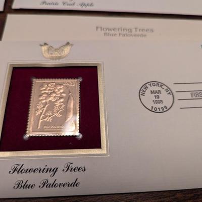 First Day Issue Flowering Trees 22K Gold Replica Envelopes