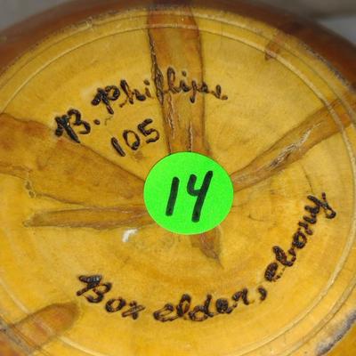 Large, Hand Crafted, Turned Wood Vase by Bobby Phillips- Box Elder and Ebony (#14).
