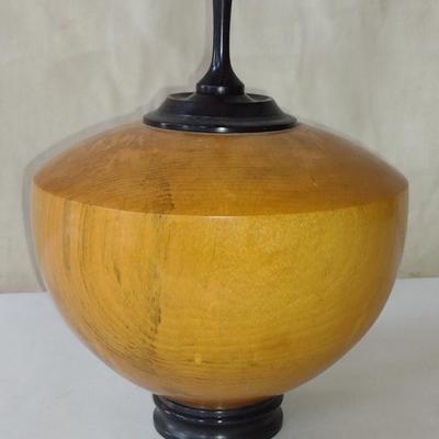 Large, Hand Crafted, Turned Wood Vase by Bobby Phillips- Maple and Ebony (#16).