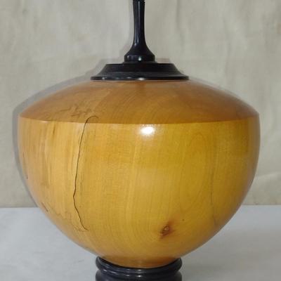 Large, Hand Crafted, Turned Wood Vase by Bobby Phillips- Maple and Ebony (#16).