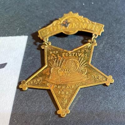 1897 Topeka Ks Fall Festival Pin
