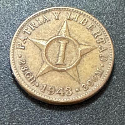 1943 Republic De Cuba Un Centavo