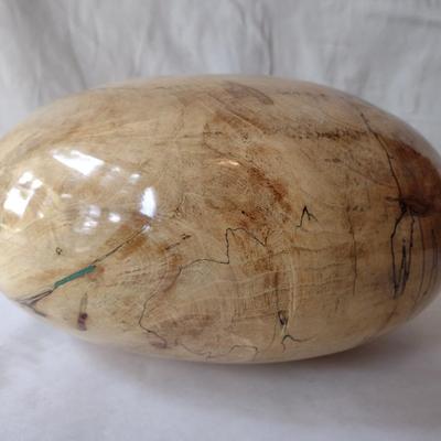 Large, Hand Crafted, Turned Wood Vase by Bobby Phillips- Spalted Maple and Turquoise (#18).