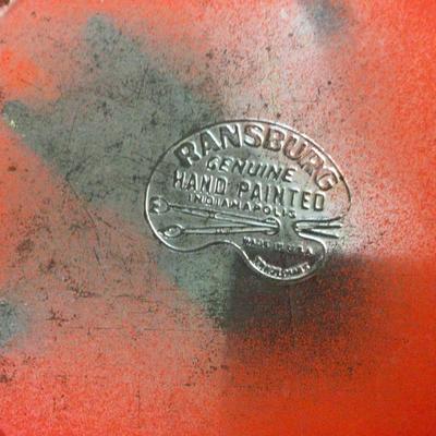 Red Metal Canister Set with Flowers