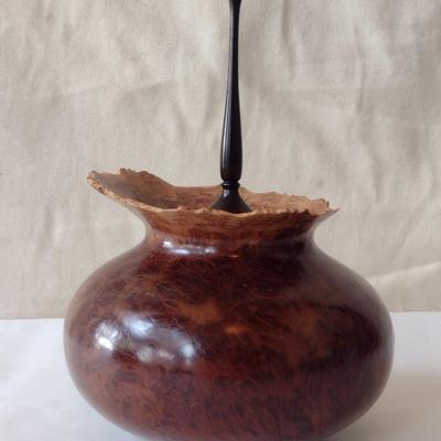 Large, Hand Crafted, Turned Wood Vase by Bobby Phillips- Red Mallee and Ebony (#19).
