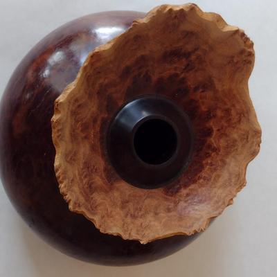 Large, Hand Crafted, Turned Wood Vase by Bobby Phillips- Red Mallee and Ebony (#19).