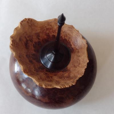 Large, Hand Crafted, Turned Wood Vase by Bobby Phillips- Red Mallee and Ebony (#19).