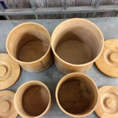 Wood Canister Set with Roosters