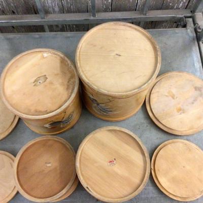 Wood Canister Set with Roosters