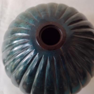 Large, Hand Crafted, Turned Wood Vase by Bobby Phillips- Maple Burl, Ebony, and Found Metal (#20).