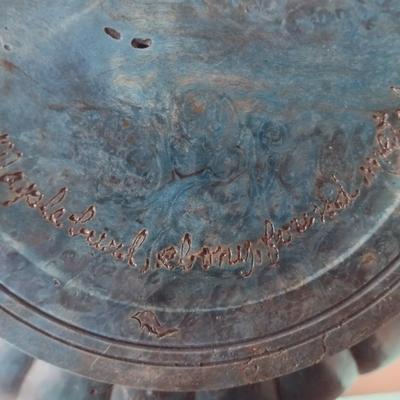 Large, Hand Crafted, Turned Wood Vase by Bobby Phillips- Maple Burl, Ebony, and Found Metal (#20).