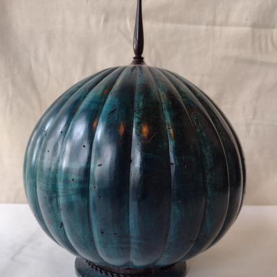 Large, Hand Crafted, Turned Wood Vase by Bobby Phillips- Maple Burl, Ebony, and Found Metal (#20).