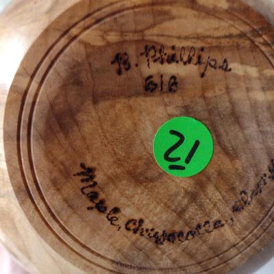 Large, Hand Crafted, Turned Wood Vase by Bobby Phillips- Maple, Chryscolla, and Ebony (#21).