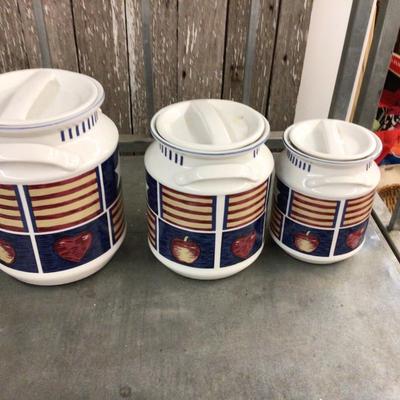 Patriotic Pottery Canister Set of Three