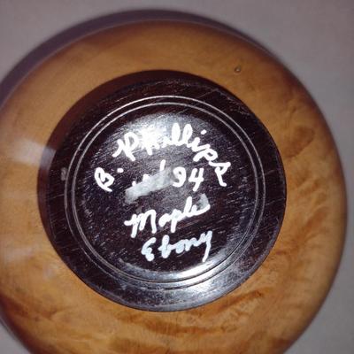 Large, Hand Crafted, Turned Wood Vase by Bobby Phillips- Maple and Ebony (#24).