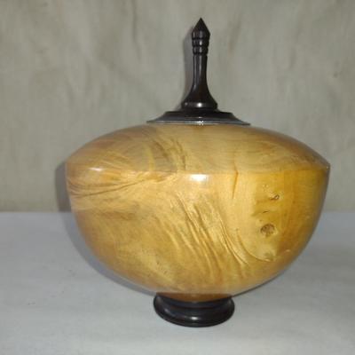 Large, Hand Crafted, Turned Wood Vase by Bobby Phillips- Maple and Ebony (#24).
