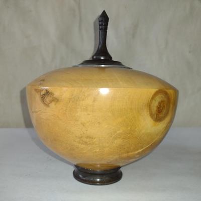 Large, Hand Crafted, Turned Wood Vase by Bobby Phillips- Maple and Ebony (#24).