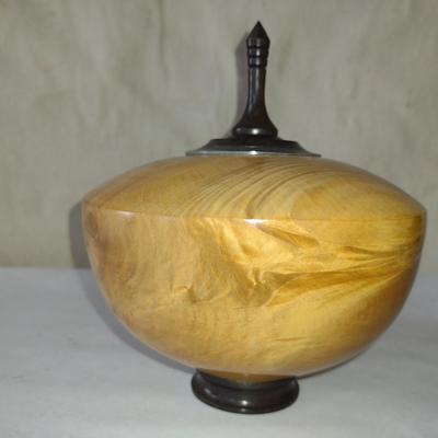 Large, Hand Crafted, Turned Wood Vase by Bobby Phillips- Maple and Ebony (#24).