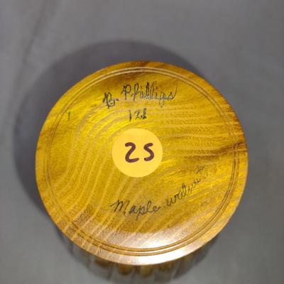 Large, Hand Crafted, Turned Wood Vase by Bobby Phillips- Maple and Walnut (#25).