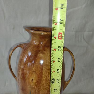 Large, Hand Crafted, Turned Wood Vase by Bobby Phillips- Sycamore and Chrysocolla (#26).
