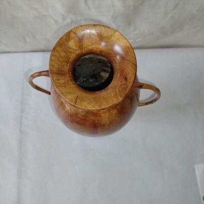 Large, Hand Crafted, Turned Wood Vase by Bobby Phillips- Sycamore and Chrysocolla (#26).