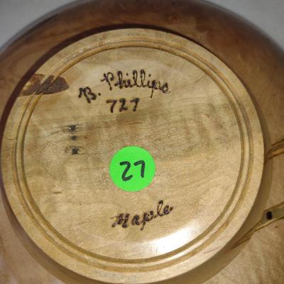 Large, Hand Crafted, Turned Wood Bowl by Bobby Phillips- Maple (#27).