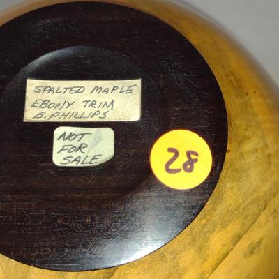 Large, Hand Crafted, Turned Wood Vase by Bobby Phillips- Spalted Maple and Ebony (#28).