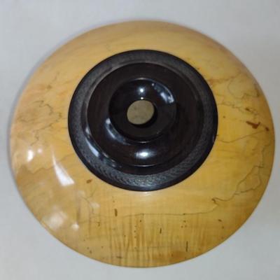 Large, Hand Crafted, Turned Wood Vase by Bobby Phillips- Spalted Maple and Ebony (#28).