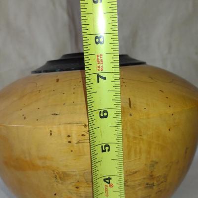 Large, Hand Crafted, Turned Wood Vase by Bobby Phillips- Spalted Maple and Ebony (#28).