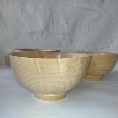 Set of Three Hand Crafted, Turned Wood Bowls by Bobby Phillips- Maple (#12).