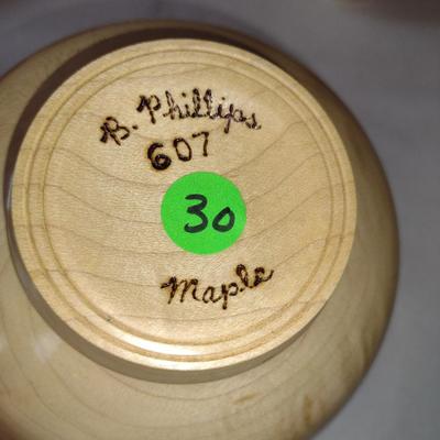 Set of Four Hand Crafted, Turned Wood Bowls by Bobby Phillips- Maple (#30).